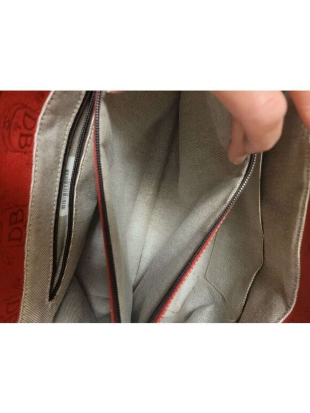 Dooney & Bourke Red Canvas Leather Satchel Tote Bag Matching Pouch Classic Prep - Picture 8 of 12